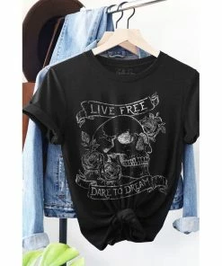 J+j Live Free Black Oversized Tee Graphic Tees