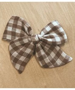 Mae + Skye Toffee Check Oversized Pinwheel Hair Clip