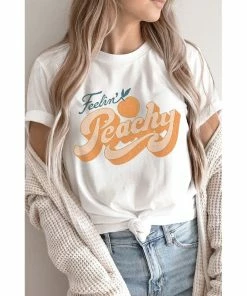 J+j Feeling Peachy White Tee Graphic Tees
