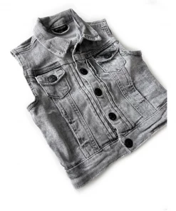 Little Bipsy Outerwear Grey Wash Denim Vest