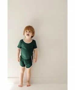 Joss + J Emerald + Cream Ribbed Bamboo Striped Track Shorts Bottoms
