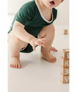 Joss + J Emerald + Cream Ribbed Bamboo Striped Tee Tops