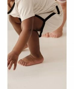 Joss + J Cream + Black Ribbed Bamboo Striped Tee Tops