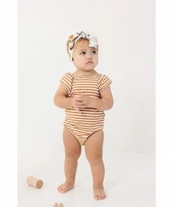 Joss + J Leotards Gold Stripes Bamboo Flutter Sleeve Leotard 13 Joss + J Leotards Gold Stripes Bamboo Flutter Sleeve Leotard