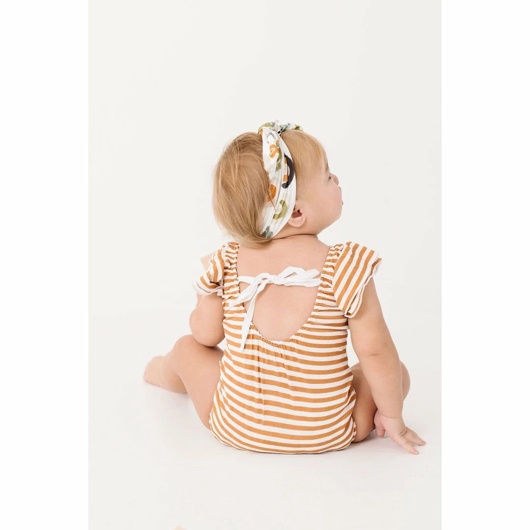 Joss + J Leotards Gold Stripes Bamboo Flutter Sleeve Leotard 4 Joss + J Leotards Gold Stripes Bamboo Flutter Sleeve Leotard