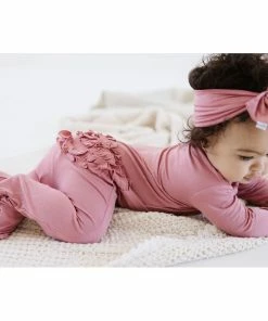 Joss + J Dusty Rose Bamboo Ruffle Zip Sleeper