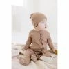 Joss + J Tan Ribbed Bamboo Knotted Infant Beanie Headwear