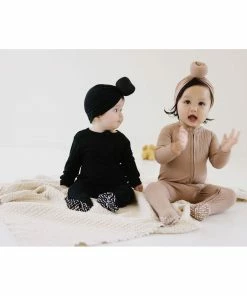 Joss + J Sleepers Black Zip Bamboo Ruffle Sleeper 16 Joss + J Sleepers Black Zip Bamboo Ruffle Sleeper