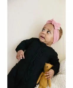 Joss + J Sleepers Black Zip Bamboo Ruffle Sleeper 12 Joss + J Sleepers Black Zip Bamboo Ruffle Sleeper