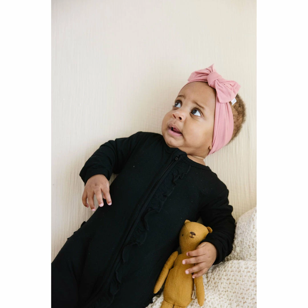 Joss + J Sleepers Black Zip Bamboo Ruffle Sleeper 5 Joss + J Sleepers Black Zip Bamboo Ruffle Sleeper