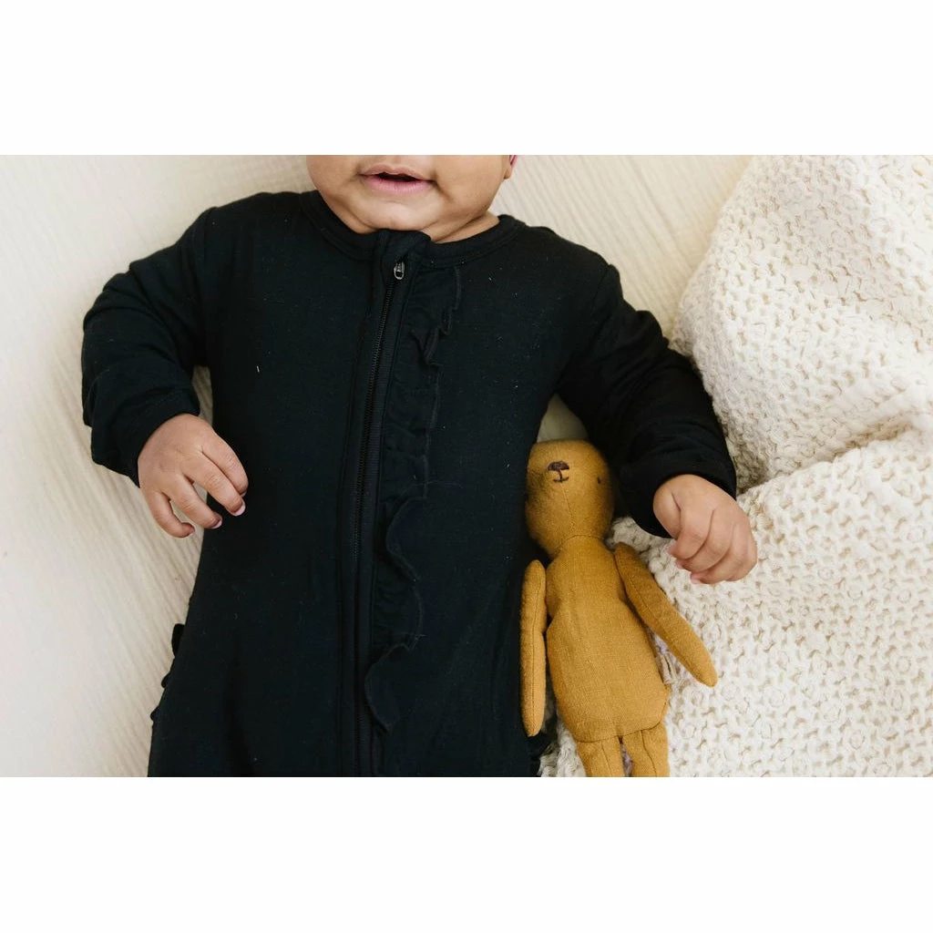 Joss + J Sleepers Black Zip Bamboo Ruffle Sleeper 3 Joss + J Sleepers Black Zip Bamboo Ruffle Sleeper