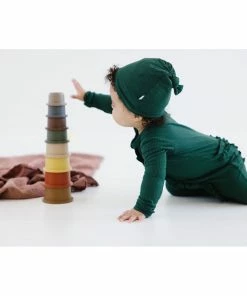 Joss + J Emerald Green Ribbed Bamboo Knotted Infant Beanie Headwear