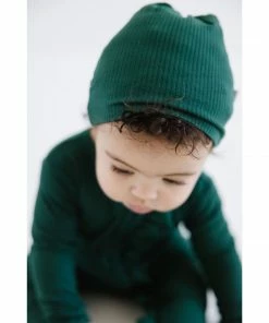 Joss + J Emerald Green Ribbed Bamboo Knotted Infant Beanie Headwear