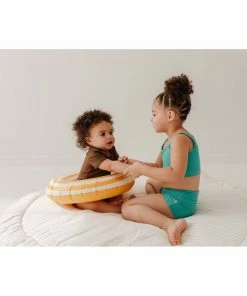 Joss + J Coco Brown Short Sleeve Zip Ruffle Swim Suit