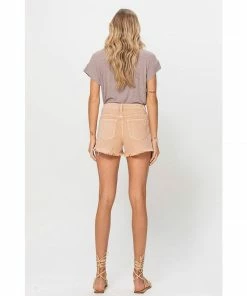 J+j Khaki Distressed High Rise Denim Shorts
