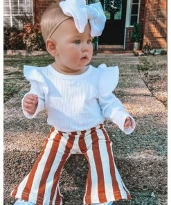 Bailey's Blossoms Burnt Orange + White Bell Bottoms