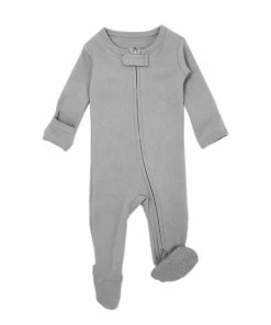 Loved Baby Light Gray Organic Cotton Zip Sleeper