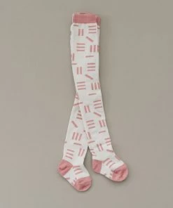 Olivia J Footwear White + Pink Lines Tights