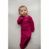 Three Little Tots Preemie + Newborn Magenta Ribbed Knotted Gown