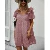 J+j Mauve Ruffle Shoulder Textured Dress