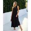 J+j Dresses Black Tie Neck Solid Maxi Dress