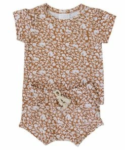 Mebie Baby Mustard Floral Shorts Organic Cotton Set Two-Piece Sets
