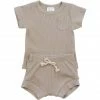 Mebie Baby Two-Piece Sets Oatmeal Organic Cotton Ribbed Short Set
