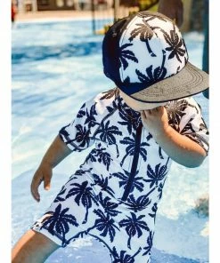 George Hats Black + White Palm Sunsuit