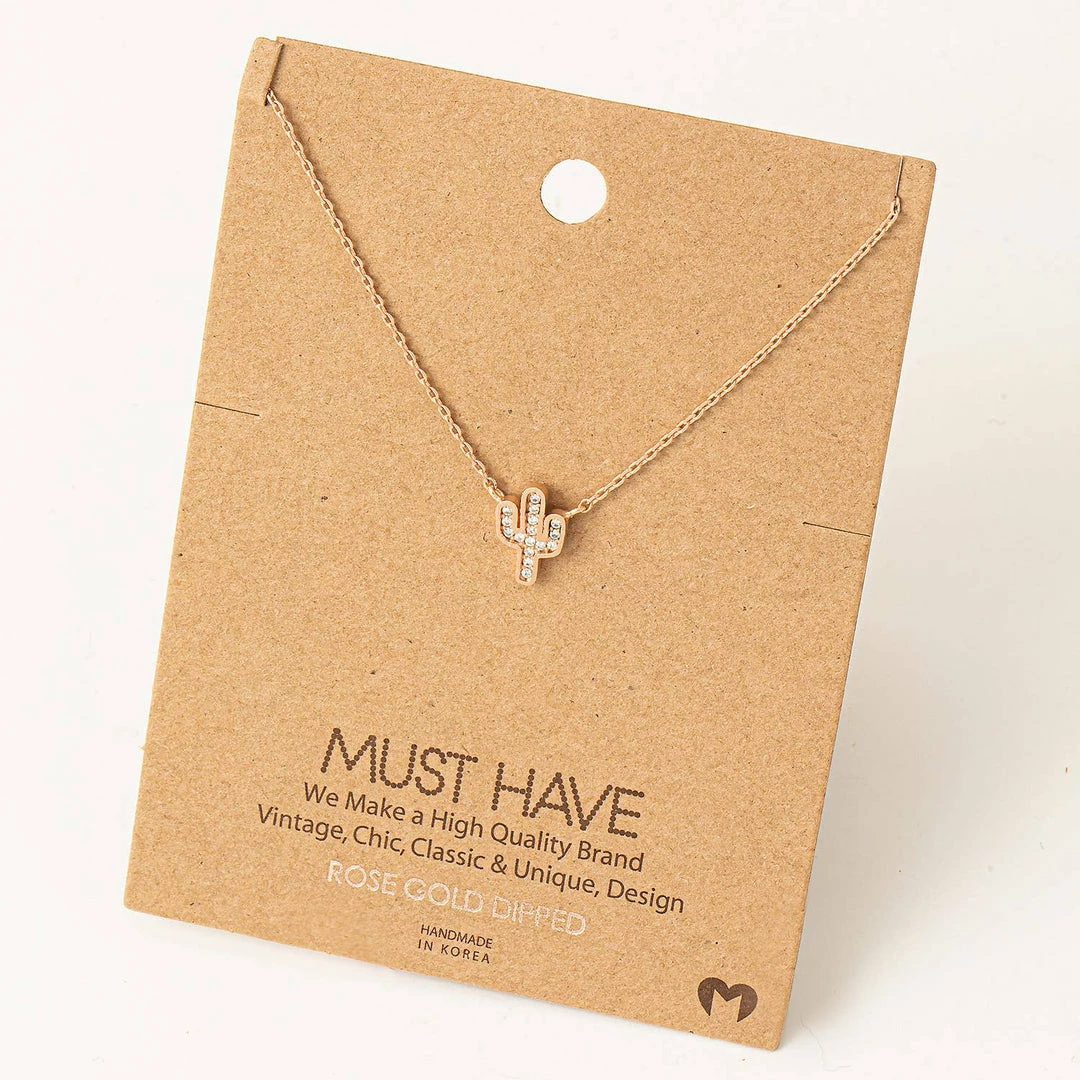 Fame Accessories Pave Cactus Charm Necklace 3 Fame Accessories Pave Cactus Charm Necklace