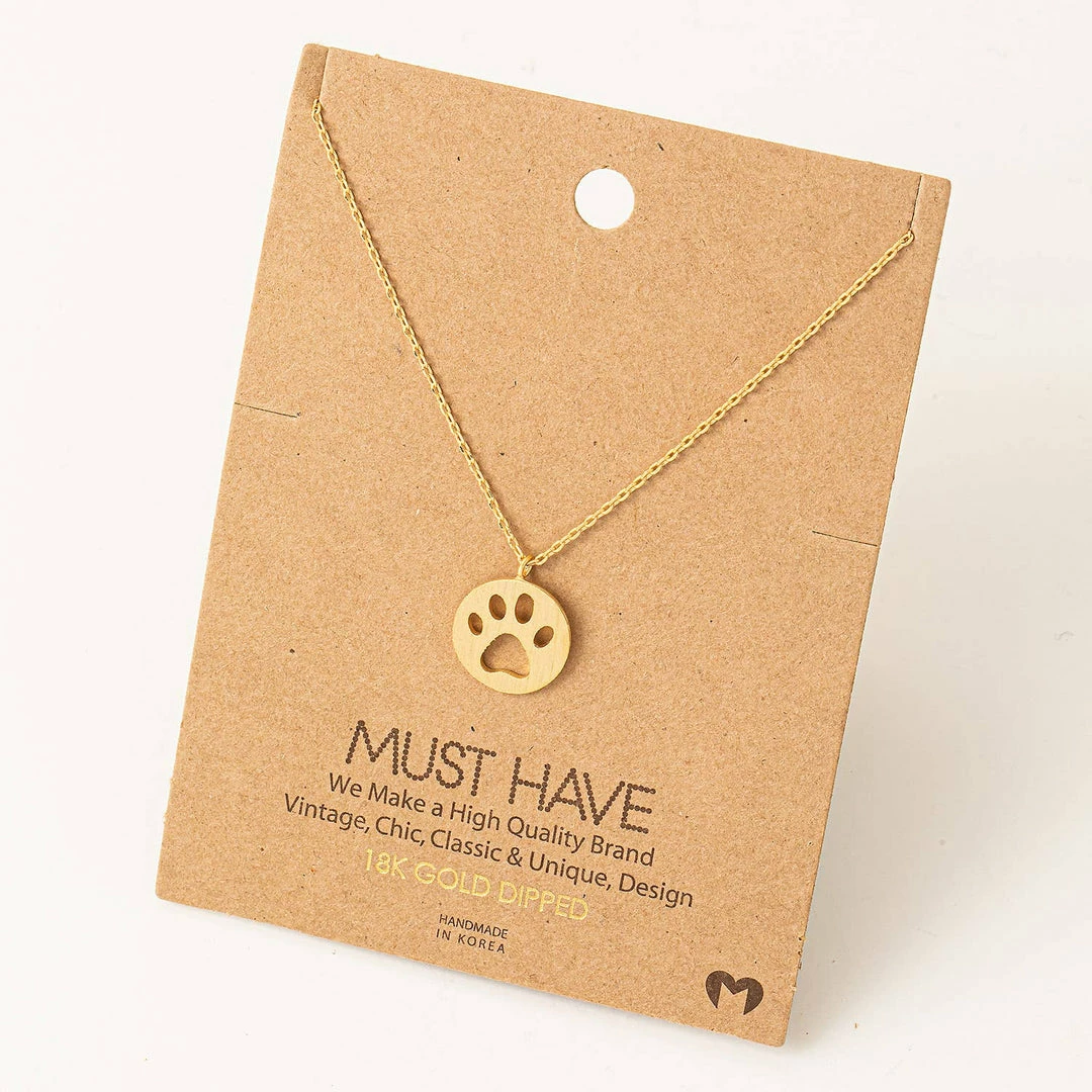 Fame Accessories Necklaces Paw Print Pendant Necklace 3 Fame Accessories Necklaces Paw Print Pendant Necklace