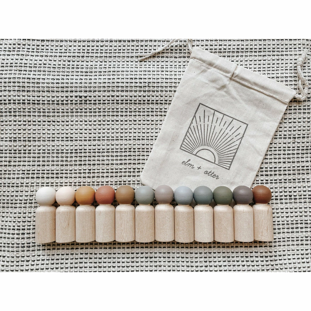 Elm + Otter Peg Wooden Play Doll Toys Desert Tones 4 Elm + Otter Peg Wooden Play Doll Toys Desert Tones