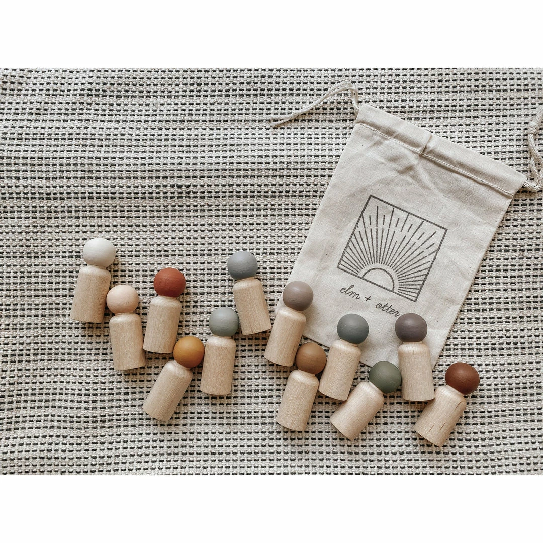 Elm + Otter Peg Wooden Play Doll Toys Desert Tones 3 Elm + Otter Peg Wooden Play Doll Toys Desert Tones