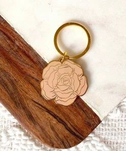 Elyse Breanne Designs Pink Peony Metal Keychain