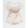 Bailey's Blossoms Overalls + Rompers Tan + White Stripe Tie Romper