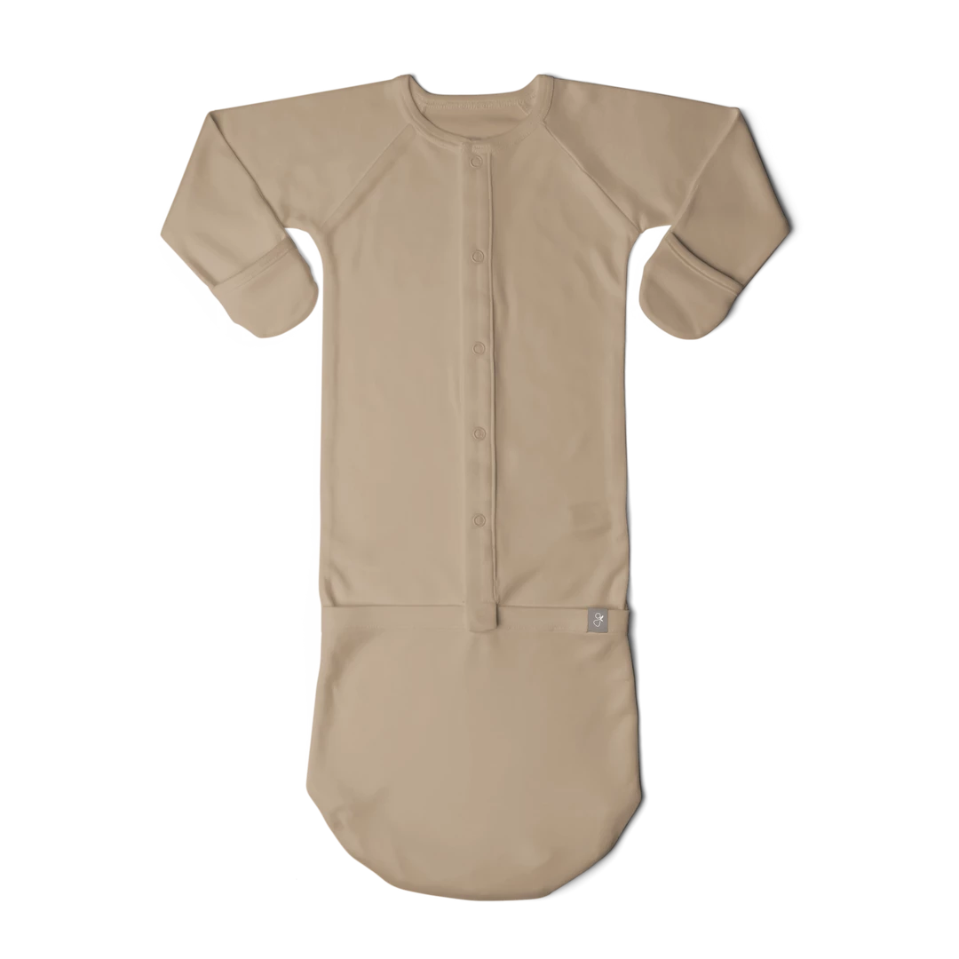 Goumi Kids Sandstone Convertible Bamboo Gown Preemie + Newborn 5 Goumi Kids Sandstone Convertible Bamboo Gown Preemie + Newborn