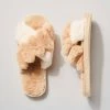 J+j Beige Faux Fur Slippers