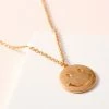 J+j Necklaces Smiley Face Round Charm Short Necklace