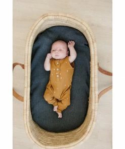 Mebie Baby Mustard Star Organic Cotton Romper Overalls + Rompers