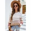 J+j Tops White Multi Striped Oversized Long Sleeve Sweater