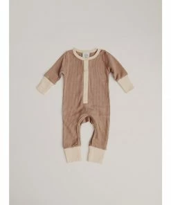 Orcas Lucille Overalls + Rompers Taupe + Cream Waffle Romper