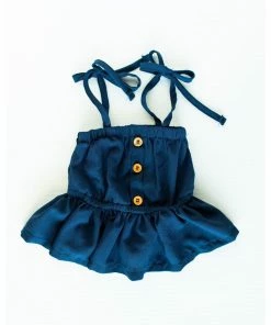 Bailey's Blossoms Navy Peplum Tie Top Tops