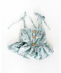 Bailey's Blossoms Turquoise Floral Peplum Tie Top