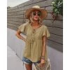 J+j Tops Beige Tie Neck Flowy Sleeve Blouse