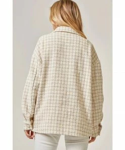 J+j Ivory Beige Oversized Tweed Jacket Outerwear