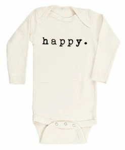 Tenth + Pine Happy Black + Natural Organic Long Sleeve Onesie