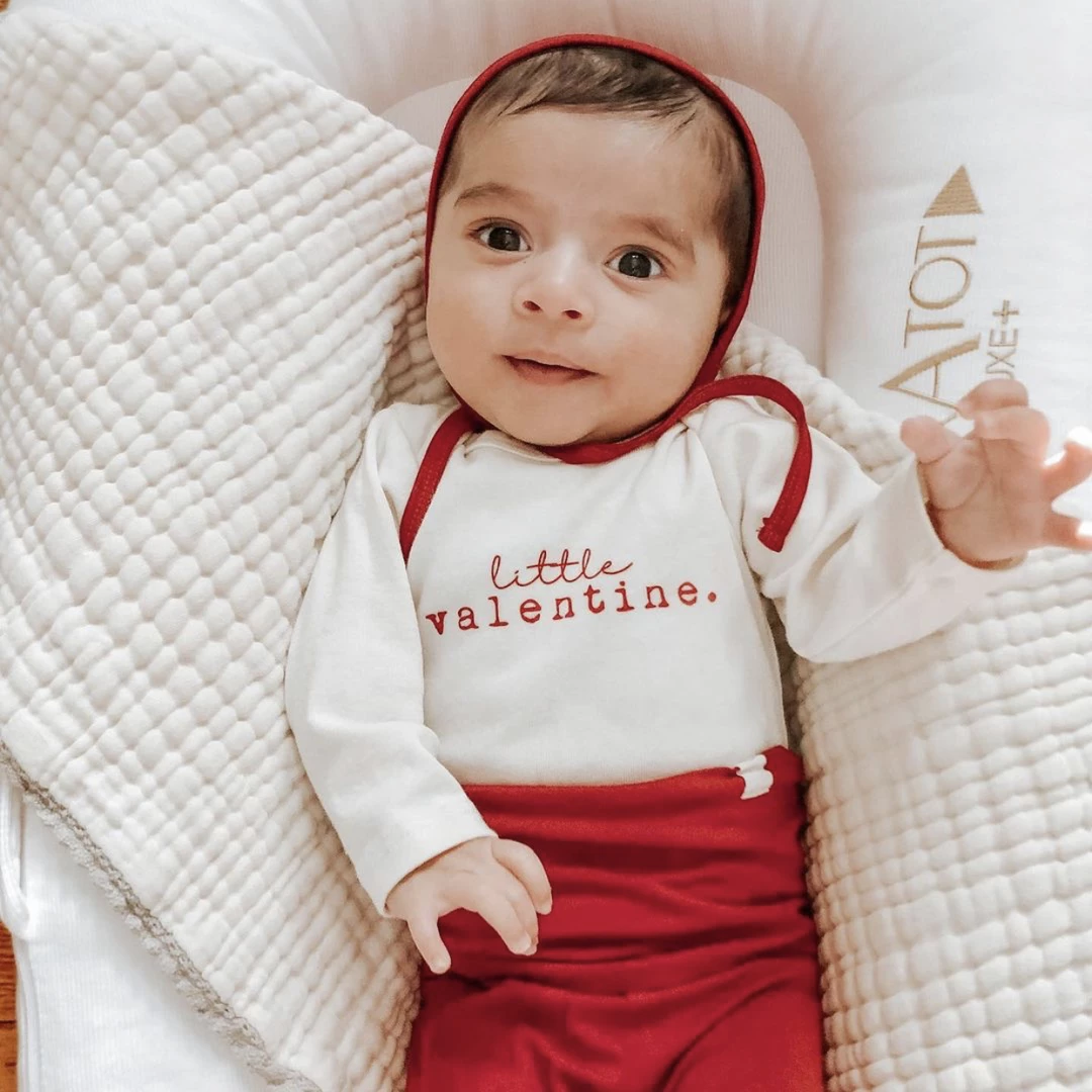 Tenth + Pine Bodysuits Little Valentine Red + Natural Organic Long Sleeve Onesie 3 Tenth + Pine Bodysuits Little Valentine Red + Natural Organic Long Sleeve Onesie