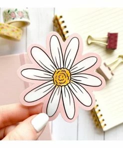Elyse Breanne Designs Paper Goods Pink Watercolor Daisy Sticker