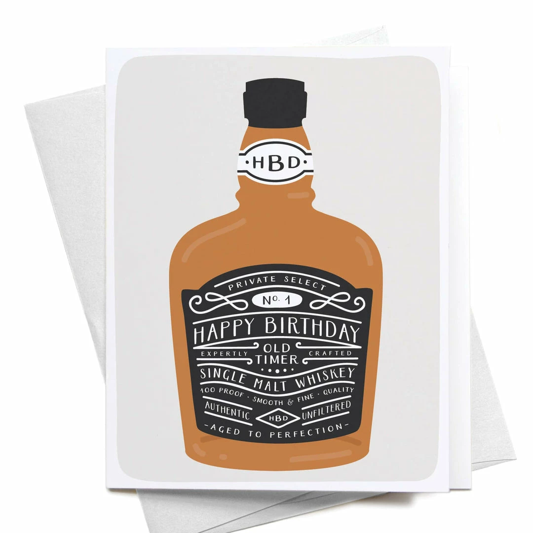 Onderkast Party Time Happy Birthday Whiskey Bottle Greeting Card 3 Onderkast Party Time Happy Birthday Whiskey Bottle Greeting Card