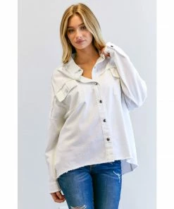 J+j Outerwear White Solid Peace Long Sleeve Jacket